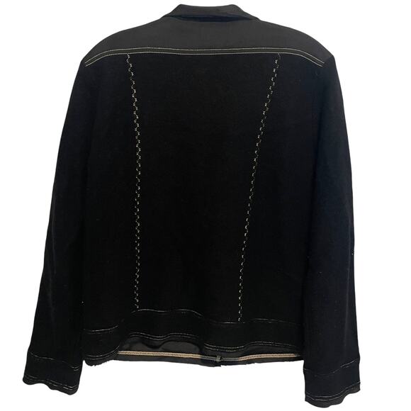 Chico's Vintage Black Wool Cardigan Size 1 (Womens Small) Mixed Media Topper - Picture 4 of 7